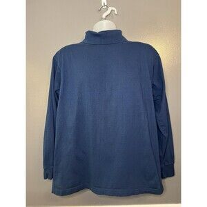 Vintage Brittany Bay Shirt Mens Large Blue Mock Neck Long Sleeve Cotton Casual